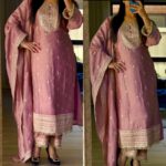Blush Mauve Embroidered Salwar Kameez Set - Image 6