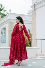 Crimson Elegant Anarkali Suit - Image 9