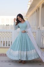 Azure Bright Anarkali Gown With Dupatta - Image 3