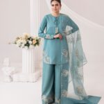 Luna Teal  Embroidered Luxury Set