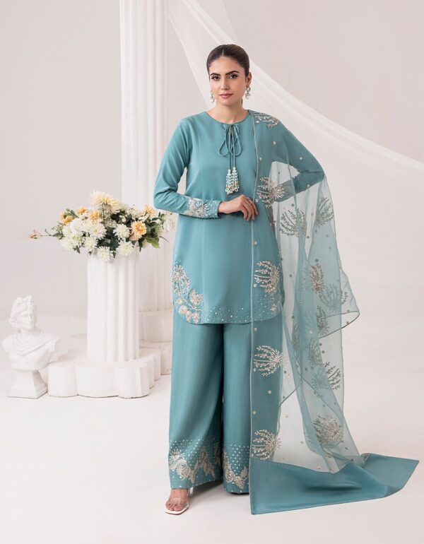 Luna Teal  Embroidered Luxury Set