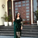 Emerald Gold Velvet Suit Set