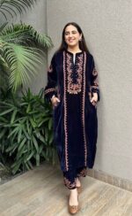 Midnight Velvet Embroidered Kurta Set - Image 2