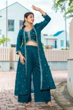 Mahi Crop Top Trouser With Shrug Set - Image 6