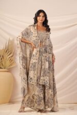 Elegant Croptop Palazzo and Cape Set - Image 3