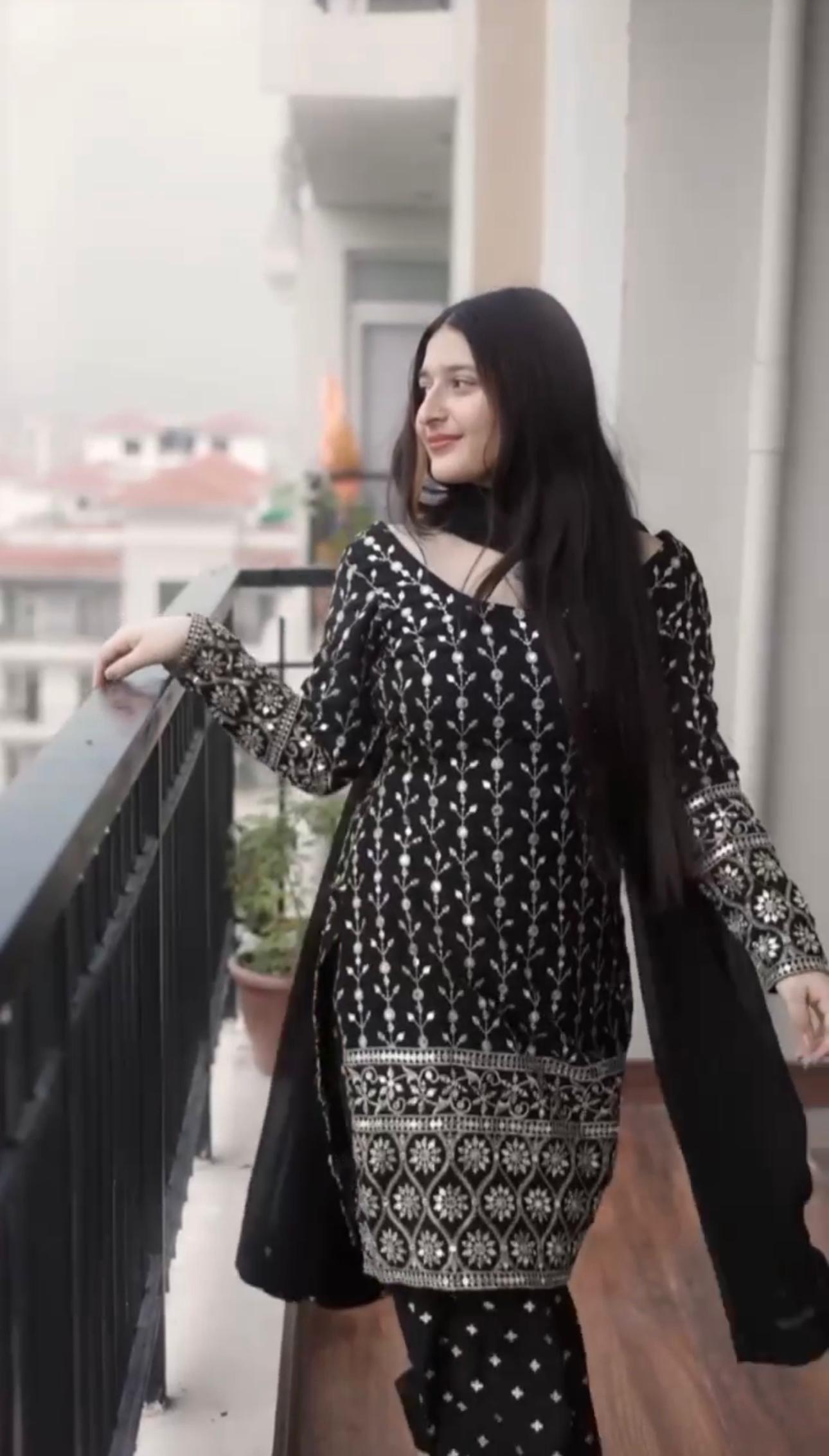 9410b603-3a1e-445d-a580-4f54ee78edb1.jpeg Shabnam Noir Embroidered Suit Set - Image 1