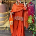 Elegant Orange Festive Suit with Dupatta