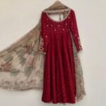 Mawra Designer Anarkali With Handcrafted Dupatta - Image 12