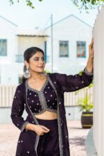 Mahi Crop Top Trouser With Shrug Set - Image 2