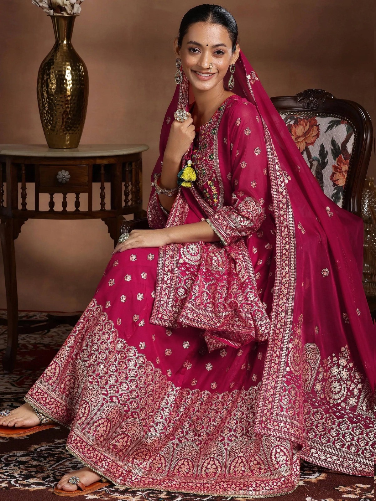9ebf35ba-9d02-42cc-9da5-0b73004fe159.jpeg Mehrun Royal Banarasi Anarkali Ensemble - Image 1