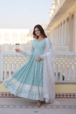 Azure Bright Anarkali Gown With Dupatta - Image 2