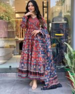 Chanderi Print Anarkali Suit Set - Image 6