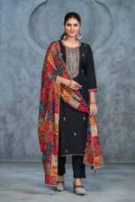 Elegant Black Kurta Set with Bandhani Dupatta - Image 3