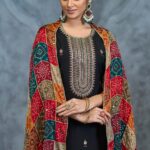 Elegant Black Kurta Set with Bandhani Dupatta