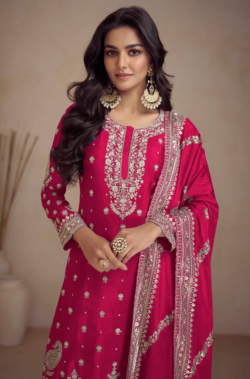 IMG-20241225-WA0026.jpg Embroidered Magenta Sharara Set - Image 1