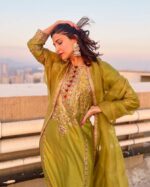 Golden Embroidered Silk Kurta Set - Image 5