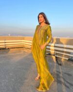 Golden Embroidered Silk Kurta Set - Image 6