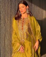Golden Embroidered Silk Kurta Set - Image 8