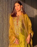 Golden Embroidered Silk Kurta Set - Image 7