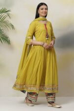 Mustard Yellow Embroidered Anarkali Suit - Image 2