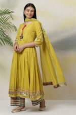 Mustard Yellow Embroidered Anarkali Suit - Image 3