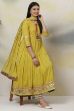 Mustard Yellow Embroidered Anarkali Suit - Image 4