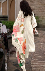 Ivory Blossom Embroidered Kurta Set with Floral Dupatta - Image 4