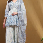 Azure Grace Printed Peplum Kurta Set