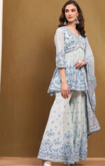 Azure Grace Printed Peplum Kurta Set - Image 3