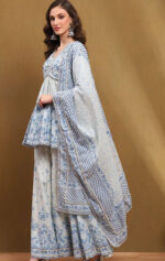 Azure Grace Printed Peplum Kurta Set - Image 2