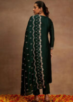 Zehra Emerald Green Embroidered Suit Set - Image 6