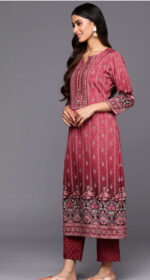 Mahira Maroon Ethnic Printed Suit Set - Image 3