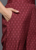 Mahira Maroon Ethnic Printed Suit Set - Image 6