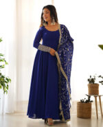 Midnight Bloom Anarkali Set - Image 6
