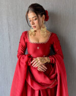 Zahra Handcrafted Maroon Ensemble - Image 4