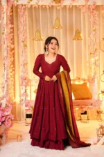 Aarohi Maroon Muslin Set - Image 4