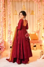 Aarohi Maroon Muslin Set - Image 5