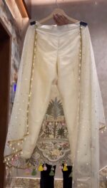 Wedding Special Maharani Off-White Suit with Tassels - Image 4