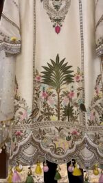 Wedding Special Maharani Off-White Suit with Tassels - Image 3