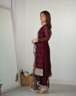 Deep Wine Luxe Embellished Suit Set - Image 5