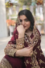 Majestic Maroon Shimmer Gown - Image 7