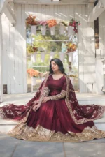 Majestic Maroon Shimmer Gown