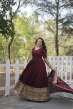 Majestic Maroon Shimmer Gown - Image 4