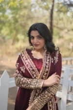 Majestic Maroon Shimmer Gown - Image 3