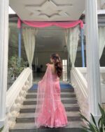Petals in Morning Mist Lehenga Saree - Image 4