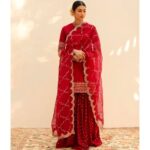 Elegant Mirror Work Kurta, Palazzo, and Dupatta Set