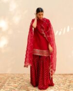 Elegant Mirror Work Kurta, Palazzo, and Dupatta Set - Image 6
