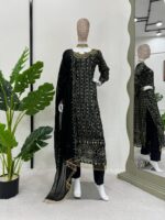 Royal  Intricate Design Kurti Trouser Suit Set With Beautiful Dupatta - Image 6