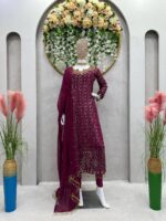 Royal  Intricate Design Kurti Trouser Suit Set With Beautiful Dupatta