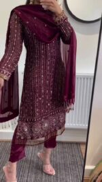 Royal  Intricate Design Kurti Trouser Suit Set With Beautiful Dupatta - Image 3